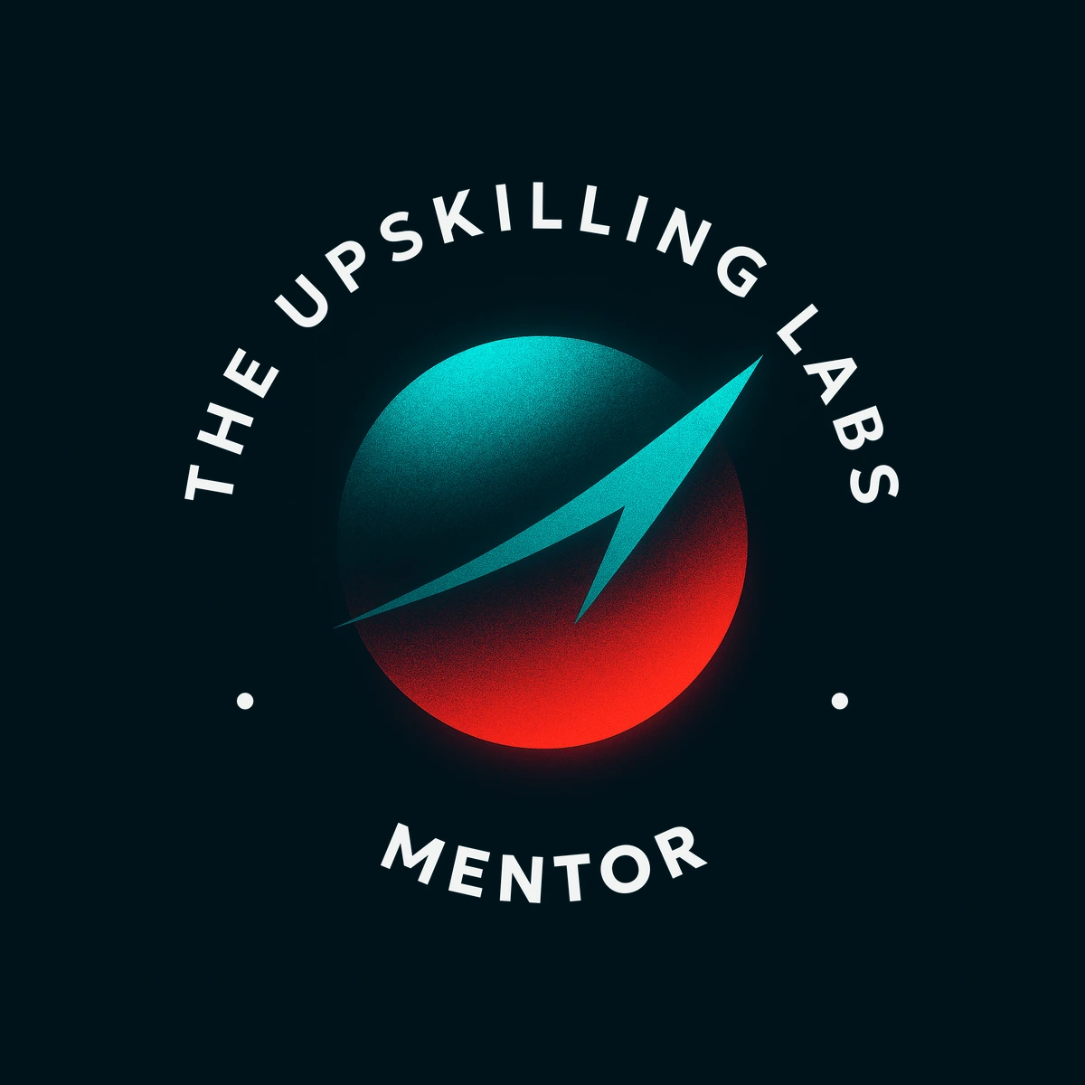 The Mentor button: the orb mark on ink, ringed by THE UPSKILLING LABS and MENTOR
