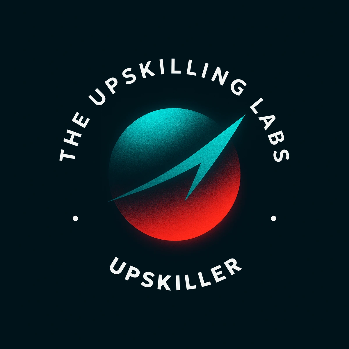 The Upskiller button: the orb mark on ink, ringed by THE UPSKILLING LABS and UPSKILLER